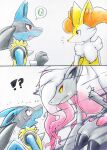 2026 2_panel_comic absurd_res ambiguous_anthro ambiguous_gender anthro biped blush bodily_fluids braixen closed_frown colored_pencil_(artwork) comic duo ears_down egg eiroru emanata flying_sweatdrops frown generation_4_pokemon generation_6_pokemon generation_8_pokemon hi_res hisuian_form hisuian_zoroark illusion interrobang lucario mistaken_identity mouth_closed nintendo open_mouth open_smile pictographics pivoted_ears pokemon pokemon_(species) pokemon_egg regional_form_(pokemon) simple_background smile smoke speech_bubble spikes spikes_(anatomy) sweat sweatdrop traditional_media_(artwork) wavy_mouth
