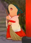 2023 absurd_res anthro asian_clothing biped blue_body blue_fur broom bubble_emanata cleaning_tool clothed clothed_anthro clothed_female clothing countershading digital_drawing_(artwork) digital_media_(artwork) east_asian_clothing emanata female female_anthro front_view fully_clothed fully_clothed_anthro fully_clothed_female fur generation_2_pokemon hi_res japanese_clothing markings miko_outfit multicolored_body multicolored_fur nintendo open_mouth outside paws plant pokemon pokemon_(species) quadruped quilava red_markings semi-anthro shaded slim slim_anthro slim_female soft_shading solo stairs sweeping tan_body tan_countershading tan_fur torii two_tone_body two_tone_fur vcrow_shuu yawn