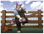 2026 anthro balls belly belt boots brown_body brown_fur canid canine canis chaps clothed clothing cowboy detailed_background domestic_dog ear_piercing ear_ring erection facial_piercing footwear fur genitals grass herding_dog hi_res humanoid_genitalia humanoid_penis kronexfire looking_at_viewer male male_anthro mammal masturbation mountain nose_piercing nose_ring open_mouth outside overweight overweight_anthro overweight_male partially_clothed partially_clothed_anthro partially_clothed_male pastoral_dog penis piercing pink_penis plant purple_body purple_eyes purple_fur ring_piercing rory_(roantiger) shoes solo standing tail tan_body tan_fur teeth topwear vest welsh_corgi