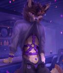alcohol alcohol_bottle alikars animal_genitalia animal_penis anthro balls bar bedroom_eyes belt beverage beverage_bottle biped bottle bottomwear brown_body brown_fur canid canine canine_genitalia canine_penis canis cheek_tuft clock clothed clothed_anthro clothed_male clothing clothing_lift colored container detailed_background digital_drawing_(artwork) digital_media_(artwork) erection facial_tuft flashing fluffy fluffy_tail front_view fur furniture genitals grey_clothing hair harness hi_res inside looking_at_viewer male male_anthro mammal multicolored_body narrowed_eyes neck_tuft neon_lights open_bottomwear open_clothing pants partially_clothed partially_clothed_male penis presenting presenting_penis purple_clothing purple_eyes purple_penis purple_shirt purple_topwear purple_underwear rune_(diamondfox148) seductive shaded sheath shirt shirt_lift smile smiling_at_viewer snout solo tail tan_body tan_fur teasing topwear tuft underwear undressing wolf zipper