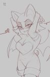 absurd_res anthro armband arms_above_head bat bat_wings big_ears blush breasts cleavage clothed clothing digital_drawing_(artwork) digital_media_(artwork) eyelashes eyeshadow female hi_res holding_head just_thammi looking_at_viewer makeup mammal membrane_(anatomy) membranous_wings narrowed_eyes pointy_ears raised_arms rouge_the_bat sega short_tail simple_background sketch smile solo sonic_the_hedgehog_(series) tail text topwear tube_top wings