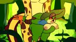 16:9 abdominal_bulge amphibian animated animated_gif anthro anthro_penetrated arm_grab big_breasts big_butt breasts butt duo female female_penetrated frog giraffe giraffid green_body hi_res inkyproduction leaf_clothing lotte_(joaoppereiraus) male male/female male_penetrating male_penetrating_female mammal noodle_(inkyproduction) penetration penile penile_penetration red_eyes sex short_playtime shortstack spots swamp tail thick_thighs tongue widescreen yellow_body