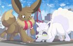 16:10 3_toes alolan_form alolan_vulpix ambiguous_gender bell bell_collar blue_eyes brown_body brown_fur building building_destruction city cityscape clothing cloud collar destruction digital_media_(artwork) ear_piercing ear_ring eevee extreme_size_difference eyebrows fan_character feet female feral freckled_face freckles fur generation_1_pokemon generation_7_pokemon green_sclera group hat hat_only head_tuft headgear headgear_only headwear headwear_only hi_res hoop_ear_ring inner_ear_fluff june_(manikobunneh) larger_ambiguous larger_female larger_feral legband looking_down looking_up macro macro_ambiguous macro_female macro_feral mae_(demiwah) micro_abuse mostly_nude multi_tail nintendo outside paws piercing pokemon pokemon_(species) purple_eyes purple_sclera quadruped regional_form_(pokemon) ring_piercing size_difference sky smaller_ambiguous smaller_feral smug smug_face sound_effects stepped_on stepping_on_another stomped stomping tail tan_body tan_fur toes trio tuft white_body white_fur widescreen worried worried_for_other worried_look zeevee zeevee_(artist)