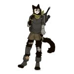 1:1 absurd_res alpha_channel ambiguous_species anthro backpack badge bandage bandage_on_knee bandaged_leg bangle boots boris_beaumont_(cerberussenn) bottle bottomwear brown_body brown_fur canid canine canis cerberussenn clothing container cuffed_boots domestic_cat domestic_dog eye_black felid feline felis footwear fur hand_in_pocket hi_res hybrid jewelry kerchief knee_pads long_sleeve_shirt male mammal melee_weapon neckerchief necklace neckwear pie_cut_eyes pink_nose pockets rim_light scabbard shirt shoes short_sleeves shorts signature solo sword tail tan_face toeless_footwear topwear water_bottle weapon wolf