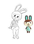 animal_crossing anthro carmen_(animal_crossing) crossed_legs felinefelony05 female hand_under_chin hi_res lagomorph leporid mammal nintendo rabbit reference_image sitting sketch smile smiling_at_viewer solo teeth tooth_gap