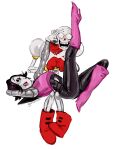 animated_skeleton big_eyes blush bodily_fluids bone boots clothing duo eyebrows femboy footwear glistening glistening_body gloves gullshriek hair hair_over_eye hand_on_head handwear hi_res high_heeled_boots high_heels humanoid leaning leaning_backward looking_at_another looking_at_partner machine male male/male mettaton_ex nervous nervous_smile open_mouth papyrus_(undertale) raised_eyebrow robot robot_humanoid scarf shoes signature simple_background skeleton sweat sweatdrop teeth tight_clothing tongue tongue_out undead undertale undertale_(series) white_background white_body