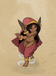 arabian_clothing armwear barefoot belly belly_dancer belly_dancer_outfit bhuka biped black_hair bottomwear bracelet breasts brown_body brown_skin butt clothed clothed_female clothed_humanoid clothing costume dancing dress dungeons_and_dragons ear_piercing ear_ring elmistorr exposed_shoulder eyebrows eyes_closed fantasy feet female female_focus female_humanoid goblin gold_(metal) gold_jewelry hair hasbro headgear headwear hi_res hood humanoid humanoid_pointy_ears jewelry long_dress long_ears long_hair mammal markings navel not_furry outside oversized_bottomwear oversized_clothing oversized_pants pants piercing pointy_ears ring_piercing sand shortstack shortstack_female sky solo spots spotted_body thick_thighs wizards_of_the_coast zahra_(elmistorr)