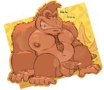 accessory alpha_channel anthro ape balls banana_peel belly bodily_fluids donkey_kong_(character) donkey_kong_(series) foreskin genital_fluids genitals gorilla haplorhine haxsmack kong male mammal navel necktie nintendo nipples nude pecs penis precum primate smile smiling_at_viewer solo unretracted_foreskin
