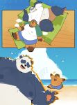 2026 4_toes 5_fingers absurd_res ambient_bird anthro anthro_on_anthro areola barefoot beach bear belly big_belly black_areola black_body black_ears black_eyes black_facial_markings black_fur black_nose black_pawpads blue_bottomwear blue_clothing blue_horn blue_shorts bottomwear brown_areola brown_body brown_bottomwear brown_clothing brown_fur brown_markings brown_shorts clothed clothing cloud colored comic demon detailed_background digital_drawing_(artwork) digital_media_(artwork) duo ellipsis eyes_closed facial_markings feet fingers floor frown fur furniture gesture giant_panda glistening glistening_belly glistening_body glistening_skin gloves_(marking) hair hand_gesture head_markings heart_(marking) hi_res horn huge_belly huge_thighs humanoid_hands kemono leaf leaf_on_head leg_markings lying lying_on_sofa male male/male mammal markings moobs mouth_closed multicolored_body multicolored_fur navel nipples on_sofa open_mouth open_smile outside overweight overweight_anthro overweight_male pawpads pink_pawpads pink_tongue quanjiang running sand sea seaside shaded shirt shorts shorts_only sitting sky smile socks_(marking) sofa swimwear tail teeth thick_thighs toes tongue topless topless_anthro topless_male topwear two_tone_body two_tone_fur v_sign water white_body white_clothing white_fur white_hair white_sclera white_shirt white_topwear wide_hips wood wood_floor