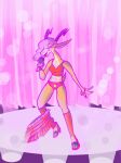 antelope anthro antlers bottomwear bottomwear_down bovid clothed clothing disney electronics female gazelle gazelle_(zootopia) hi_res hooves horn mammal microphone open_mouth panties skirt_down solo underwear wardrobe_malfunction weatherreport15 zootopia