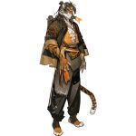  4_toes accessory anthro arknights asian_clothing chinese_clothing claws clothing east_asian_clothing feet felid hair headband huai_tianpei_(arknights) hypergryph kuroblood male mammal mature_male official_art pantherine solo striped_body stripes studio_montagne tiger toes 
