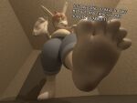 3d_(artwork) 4:3 absurd_res anthro blue_bottomwear blue_clothing blue_jeans blue_pants bodily_fluids bottomwear breasts clothing colonthreeguy denim denim_bottomwear denim_clothing dialogue digital_media_(artwork) dirty dirty_clothing dirty_feet dirty_socks english_text feet female foot_fetish foot_focus footwear gesture hair hand_gesture hi_res holding_clothing holding_footwear holding_object holding_socks jeans lagomorph leporid louanne_(unsavory_stash) mammal orange_hair overweight overweight_female pants pointing pointing_at_viewer rabbit smelly smelly_feet smelly_socks socks solo sweat sweaty_clothing sweaty_feet sweaty_footwear sweaty_socks text white_clothing white_footwear white_socks