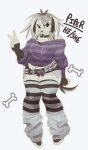 2026 :3 accessory alternative_fashion anthro bare_shoulders belt bigender_(lore) black_clothing black_collar black_ears black_fingerless_gloves black_gloves black_handwear black_tail bone_accessory bottomwear bra_strap breasts canid canine canis cartoon_freckles character_name circle_eyebrows closed_smile clothed clothed_anthro clothing collar cropped_hoodie domestic_dog emo eyebrows female female_anthro fingerless_gloves floppy_ears footwear freckled_face freckled_legs freckled_shoulders freckled_thighs freckles furrowed_eyebrows genderfluid_(lore) gesture gloves greyscale hair hair_accessory hand_gesture handwear hi_res hoodie hotpants leg_warmers legwear mammal medium_breasts medium_hair messy_hair monochrome mouth_closed navel oversized_clothing oversized_hoodie oversized_topwear pattern_clothing pattern_hoodie pattern_leg_warmers pattern_legwear pattern_topwear piper_(wolfertinger) pronouns shoes shorts slightly_chubby slightly_chubby_anthro smile solo striped_clothing striped_hoodie striped_leg_warmers striped_legwear striped_topwear stripes studded_belt studs tail text topwear trans_(lore) v_sign white_body white_hair wolfertinger