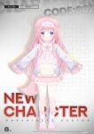  1girl 3d absurdres ahoge animal_ears artist_request bloomers blue_shirt blush braid dog_ears dog_girl dog_tail eye_mask full_body hair_ornament hairclip highres indie_virtual_youtuber long_hair long_sleeves mask pink_eyes pink_hair shirt sleeves_past_wrists slippers smile socks solo standing striped_clothes striped_socks t-pose tail usaki_nono white_bloomers 