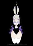  1girl animal_ears black_background black_leotard closed_eyes closed_mouth commentary cropped_legs dated_commentary dot_mouth highres leotard nun nun_headdress original own_hands_together praying rabbit_ears rabbit_girl short_hair simple_background solo star_(symbol) thighhighs tonoko_(annin_tono) white_hair white_thighhighs 