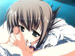 1boy 1girl 2000s_(style) belt blush censored crotch_grab game_asset green_eyes hands_on_another's_crotch imminent_fellatio kagome_(traumatize) kita_high_school_uniform_(subarashiki_hibi) looking_at_penis looking_down male_underwear mamiya_takuji mosaic_censoring non-web_source official_art open_mouth out_of_frame penis saliva saliva_on_penis saliva_trail school_uniform self-datamine subarashiki_hibi sweatdrop tachibana_kimika tongue tongue_out underwear variant_set visual_novel_cg 