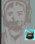  1boy covered_mouth cry_of_fear hood hood_up hoodie looking_at_viewer male_focus portrait pou pou_(game) reference_inset saw_(movie) short_hair si_tou simon_henriksson 