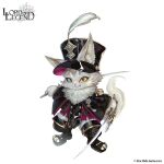  1boy animal_ears black_hat black_shoes blue_eyes boots cat cat_ears commentary company_name copyright_logo copyright_name copyright_notice dual_wielding english_commentary english_text feathers full_body furry grey_fur hat hat_feather heterochromia highres holding holding_sword holding_weapon lace-up_boots logo looking_at_viewer lord_of_legend official_art puss_in_boots_(lord_of_legend) reverse_grip romayasu saber_(weapon) shoes smile solo standing sword weapon white_background white_feathers yellow_eyes 