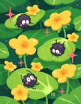  artist_name blush_stickers commentary english_commentary flower highres kaaileen leaf no_humans sparkle studio_ghibli susuwatari yellow_flower 
