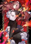  1girl catherine_(majokubi) colored_eyelashes commentary_request cover cover_page frilled_sleeves frills gloves green_eyes hands_up highres long_hair long_sleeves looking_at_viewer majo_ni_kubiwa_wa_tsukerarenai makueimoon manga_cover nun official_art own_hands_clasped own_hands_together parted_lips red_hair solo textless_cover_page very_long_hair white_gloves 