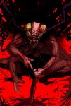  bug cockroach cursed_spirit_(jujutsu_kaisen) extra_arms extra_eyes gigan_(gigan1024896) highres holding holding_weapon jujutsu_kaisen kurourushi_(jujutsu_kaisen) open_mouth red_eyes weapon 