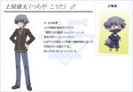  2boys anime_coloring bad_id baka_to_test_to_shoukanjuu black_dougi black_jacket black_mask black_pants black_shoes blazer blue_necktie blue_pants blush_stickers character_name character_profile chibi collared_shirt commentary constricted_pupils dual_persona full_body fumizuki_academy_school_uniform grey_eyes grey_hair grey_tail hands_on_own_hips invisible_floor jacket lapels loafers long_sleeves looking_ahead mask multiple_boys necktie ninja notched_lapels official_art pants pointy_ears school_uniform second-party_source shirt shoes short_hair short_necktie shoukanjuu_(baka_to_test) simple_background standing translation_request tsuchiya_kouta tsuchiya_kouta's_shoukanjuu voice_actor_name white_background white_shirt winter_uniform yellow_trim 