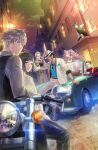  2girls 5boys amamine_mika ash_meyer bow bowtie building camu_einhard car cover crossed_arms desperadrops dusk everyone fedora frilled_shirt frills gib_baltzer gradient_background hat kozaki_yuusuke lamppost lapels leaning_against_motorcycle leaning_against_vehicle looking_at_viewer luis_hamiel motor_vehicle motorcycle multiple_boys multiple_girls night notched_lapels official_art on_roof ramie_carriere road sally_del_testa shirt sleeves_rolled_up street sweater_vest third-party_source twintails urban vest video_game_cover window_light 