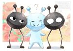  3others :3 ? aerobic_germs_(rhythm_tengoku) antennae black_eyes blurry blurry_background bug cheek_squash closed_eyes closed_mouth commentary_request full_body highres multiple_others no_humans raihachi rhythm_tengoku rhythm_tengoku_miracle_stars standing sweat sweatdrop twitter_username warping_alien_(rhythm_tengoku) 
