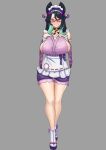  1girl absurdres apron aqua_eyes aqua_lips bell black_choker black_hair blush breasts chinese_hairpin choker cleavage colored_inner_hair come_hither commentary_request cosplay detached_sleeves earrings four-finger_heart_hands frilled_apron frilled_hairband frills genshin_impact glasses golbang green_hair hair_ornament hair_stick hairband heart heart_hands highres holding huge_breasts japanese_clothes jewelry kimono large_breasts long_hair looking_at_viewer mature_female multicolored_hair neck_bell nihongami open_mouth pink_kimono platform_sandals red-framed_eyewear sandals semi-rimless_eyewear short_kimono sideboob solo thighs two-tone_hair xianyun_(genshin_impact) yumemizuki_mizuki yumemizuki_mizuki_(cosplay) zouri 