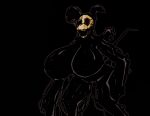  anthro big_breasts black_background black_body black_eyes black_goo bone breasts creepy demon digital_media_(artwork) female front_view goo_creature hourglass_(oblitus_casa) kaizocns mammal mask mouse murid murine notched_ear oblitus_casa open_mouth rodent simple_background skull skull_mask slime solo standing teeth 