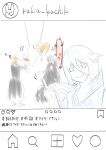  bleach bleach:_sennen_kessen-hen chi_kusari_no_ichigo commentary_request extra_eyes fake_phone_screenshot fake_screenshot hair_between_eyes hair_ornament hakka_no_togame_(bankai) hanging highres horns inoue_orihime instagram kuchiki_rukia kurosaki_ichigo maa4e0 motion_lines pointing shun_shun_rikka sketch smile social_network the_almighty translation_request wire yhwach 
