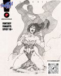  artist_name bizarro_(dc) blood blood_from_mouth blood_on_face bracer breasts bruise closed_eyes commentary cover dc_comics english_commentary english_text greyscale hand_on_own_neck hands_up highres holding_another's_hair injury kneeling large_breasts leotard long_hair luis_xiii monochrome open_mouth pain qr_code rubble ryona scratches silhouette smoke tiara western_comics_(style) wonder_woman wonder_woman_(series) 
