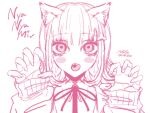  1girl animal_ears artist_name blush_stickers cat_ears cat_girl claw_pose collared_shirt commentary_request danganronpa_(series) danganronpa_2:_goodbye_despair fangs hands_up highres looking_at_viewer medium_hair nanami_chiaki neck_ribbon nelt portrait ribbon shirt solo teeth tongue tongue_out upper_teeth_only 