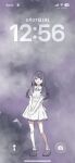  1girl :d absurdres apron collared_dress commentary_request danganronpa_(series) danganronpa_2:_goodbye_despair dress full_body highres io_io long_hair mole mole_under_eye open_mouth purple_eyes shirt shoes short_sleeves smile socks solo standing tsumiki_mikan two-tone_dress white_apron 