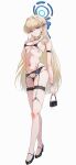  1girl absurdres alternate_costume black_bra black_garter_belt black_panties blonde_hair blue_archive blue_eyes blue_halo blue_streaks bra breasts commentary earrings full_body garter_belt halo high_heels highres jewelry long_hair looking_at_viewer micro_bra micro_panties multi-strapped_panties multicolored_hair navel panties sikimosh simple_background small_breasts solo standing streaked_hair toki_(blue_archive) underwear white_background 