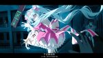  1other 4girls absurdres blue_hair boots building chinese_commentary commentary_request dress dusk_ming exit_sign gloves hairband hatsune_miku high_heel_boots high_heels highres ima_sugu_rinne_(vocaloid) long_hair looking_at_viewer magical_girl multiple_girls parted_lips pink_dress pink_eyes pov pov_hands puffy_sleeves shaded_face short_sleeves squatting star-shaped_pupils star_(symbol) star_wand symbol-shaped_pupils twintails vocaloid white_gloves 
