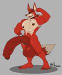  5_toes absurd_res anthro armpit_hair balls biceps big_balls big_penis body_hair canid canine choker eye_patch eyewear feet five_nights_at_freddy&#039;s flexing foreskin fox fox_tail foxy_(fnaf) genitals hi_res hook humanoid jewelry male mammal muscular muscular_male necklace nipples penis red_body rxq scar scottgames smile solo toes yellow_eyes 