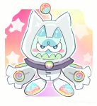  blue_skin candy cat colored_skin commentary_request duel_monster food helmet highres lollipop okirune_(yappa_neruwa) solo space_helmet spacesuit twitter_username yu-gi-oh! yummy_snatchy 