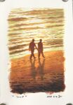 2others absurdres ambiguous_gender beach border commentary_request dated evening facing_away from_behind highres katayama_joe monochrome multiple_others ocean orange_theme original outdoors sand shadow silhouette traditional_media walking waves white_border wide_shot 