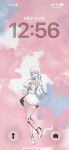  1girl :d ;d absurdres blush bow bowtie commentary_request danganronpa:_trigger_happy_havoc danganronpa_(series) hair_ornament hairclip highres io_io long_hair long_sleeves maizono_sayaka one_eye_closed pink_background pleated_skirt sailor_collar shirt shoes skirt smile solo thighhighs timestamp white_background 
