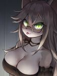  absurd_res anthro breasts brown_body brown_hair clothed clothing eyewear felid feline female glasses green_eyes hair healingpit hi_res looking_at_viewer mammal solo tongue tongue_out 