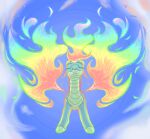  2021 asian_mythology chinese_mythology cloud digital_drawing_(artwork) digital_media_(artwork) dragon east_asian_mythology eyes_closed female feral fire flaming_hair flaming_wings full-length_portrait green_body green_scales hi_res hybrid longma mythology portrait pseudo_hair rainbow scales solo swayedy them&#039;s_fightin&#039;_herds tianhuo_(tfh) wings 