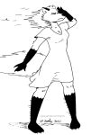  2021 anthro breasts canid canine clothed clothing dress eyes_closed female fox fur gloves_(marking) hair leg_markings mammal markings socks_(marking) solo tail tegerio wind 