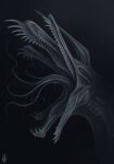  absurdres animal_focus artist_logo baryonyx bifurcated_jaw body_horror chromatic_aberration close-up commentary darkness dinosaur distortion drooling english_commentary extra_mouth extra_teeth extra_tongue fantasyartistry greyscale highres horror_(theme) logo monochrome monster monster_focus multiple_tongues no_eyes no_humans open_mouth original prehensile_tongue prehistoric_animal saliva saliva_trail saliva_trail_between_teeth sharp_teeth teeth too_many_teeth 