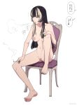  1girl absurdres black_hair black_nails blue_eyes blunt_bangs breasts chair cigarette collarbone commentary_request completely_nude exhaling_smoke feet hand_on_own_knee heart highres hime_cut holding holding_cigarette hololive hololive_dev_is implied_after_sex juufuutei_raden large_breasts long_hair looking_to_the_side multicolored_hair navel nipples nude on_chair pubic_hair puru_(manatsu) pussy simple_background sitting smoking soles speech_bubble straight_hair streaked_hair toes translated twitter_username two-tone_hair virtual_youtuber white_background white_hair 