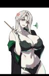  1girl anger_vein angry black_bra black_cloak black_panties blonde_hair bra breasts cero_rains cleavage cloak collarbone draco_malfoy draco_malfoy_(redteneri) earrings front-fastening_bra front-hook_bra genderswap genderswap_(mtf) green_eyes green_panties green_robe harry_potter_(series) highres jewelry lace lace-trimmed_bra lace-trimmed_panties lace_trim large_breasts long_hair looking_at_viewer navel panties robe simple_background single_bare_shoulder slytherin solo stomach two-sided_fabric underboob underwear underwear_only white_background wizarding_world 
