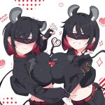  3girls absurdres animal_between_breasts animal_ears animalization asymmetrical_docking backup_dancer_(hakos_baelz) belt between_breasts black_hair black_jacket black_shorts black_tail blush bob_cut breast_press breasts cafelittle collar commentary embarrassed eye_mask flying_sweatdrops hakos_baelz hamster heart heart_tail_duo help_(phrase) highres hololive hololive_english jacket large_breasts mask medium_hair midriff mouse_ears mouse_tail multiple_girls nervous_smile red_belt red_collar shorts smile standing stuck sweat tail tail_around_another's_tail tail_wrap tearing_up untranslatable_commentary virtual_youtuber w 