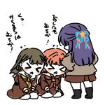  >_< 3girls black_bow blue_hair blue_ribbon bow braid brown_cardigan brown_dress brown_hair cardigan center-flap_bangs commentary_request dress hair_bow hair_ornament hair_ribbon half_updo hands_on_own_hips hasu_no_sora_school_uniform hinoshita_kaho kachimachi_kosuzu long_hair long_sleeves love_live! love_live!_hasu_no_sora_jogakuin_school_idol_club medium_hair multiple_girls murano_sayaka neckerchief orange_hair rabbit_hair_ornament red_neckerchief red_ribbon ribbon sailor_collar sailor_dress school_uniform scolding shinanoya_(satanicad) side_braids star_(symbol) star_hair_ornament translation_request triangle_mouth two_side_up upwards_triangle_mouth virtual_youtuber white_sailor_collar winter_uniform yellow_neckerchief 