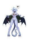  ... 1girl :< ? animal_feet ass_visible_through_thighs barbariank bare_legs bare_shoulders belt_collar bikini blue_eyes blue_skin blush breasts collar collarbone colored_skin commentary dragon_girl dragon_tail dragon_wings dungeons_&amp;_dragons full_moon fur-trimmed_jacket fur_trim gold_bikini green_jacket highres holding holding_leash holding_own_leash horns jacket leash legs_apart long_sleeves lowleg lowleg_bikini micro_bikini monster_girl moon navel off_shoulder open_clothes open_jacket original personification puffy_long_sleeves puffy_sleeves red_collar scales short_hair simple_background single_horn small_breasts solo speech_bubble stomach string_bikini swimsuit tail tail_wagging thought_bubble triangle_bikini_top untranslatable_commentary v-shaped_eyebrows white_background white_dragon_(barbariank) white_hair wings 