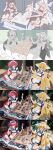  >_< 2girls absurdres alternate_costume animal_ear_fluff animal_ears apron arknights black_shirt black_skirt blonde_hair blue_bow blush bow box braid braided_hair_rings cardboard_box chinese_commentary closed_eyes commentary_request crop_top day deck_of_cards dot_nose dropping duel_(yu-gi-oh!) enmaided fox_ears fox_girl fox_tail frilled_apron frills hair_intakes hair_rings highres indian_style kitsune kyuubi maid maid_apron maid_headdress making-of medium_hair midriff multiple_girls multiple_tails navel one_eye_closed open_mouth outdoors pantyhose pink_eyes pink_hair porch scissors scoreboard shamare_(arknights) shirt sitting skirt stomach stuffed_toy stuffed_wolf suzuran_(arknights) tail trading_card v-shaped_eyebrows waist_apron wavy_mouth white_apron white_pantyhose wooden_floor yu-gi-oh! zhengqi_zhizi_sg 
